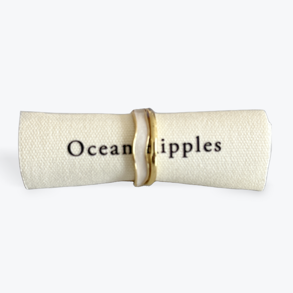 14ct Gold Plated Gold & Ivory Oil Drip Adjustable Ring