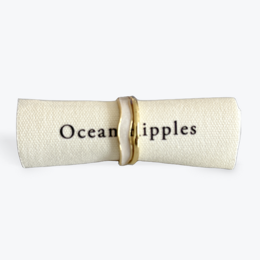 14ct Gold Plated Gold & Ivory Oil Drip Adjustable Ring
