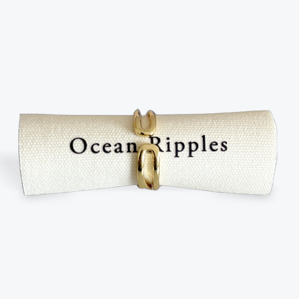 14ct Gold Plated Gold & Ivory Oil Drip Adjustable Ring