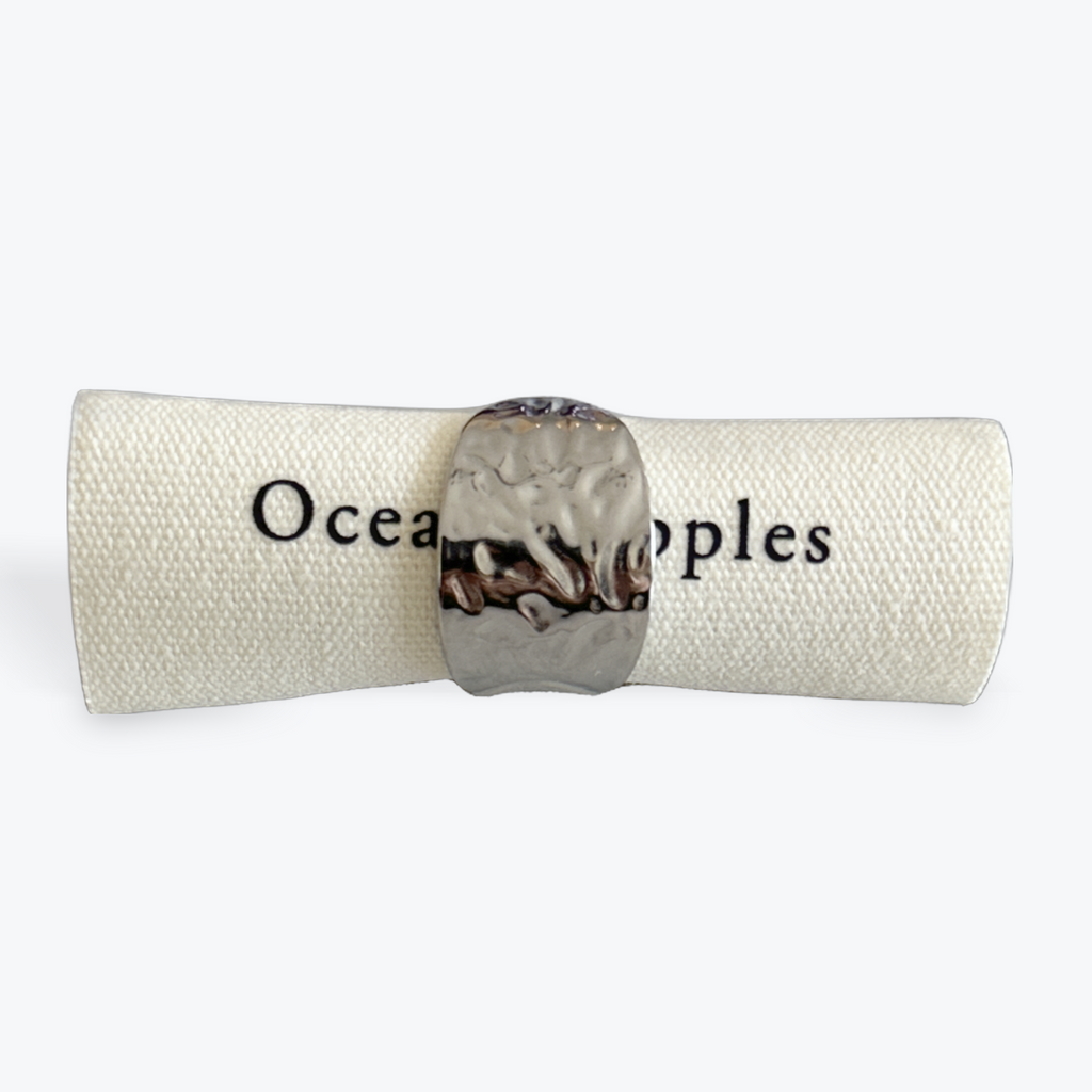 18ct Gold Plated Hammered Crossover Adjustable Ring - Available in Silver