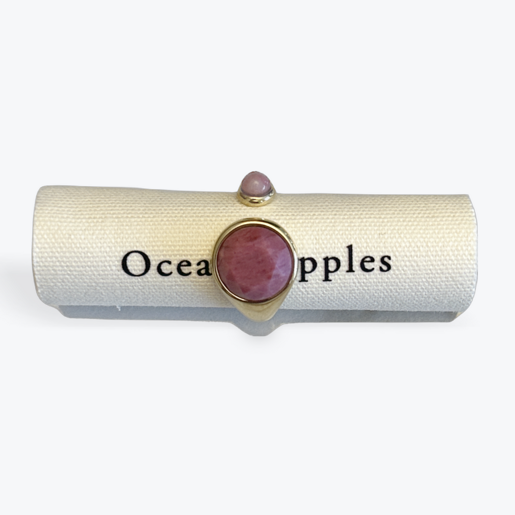 18ct Gold Plated Rhodochrosite Open Top Ring
