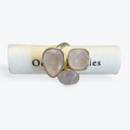 18ct Gold Plated Faceted Rose Quartz Triple Stone Ring