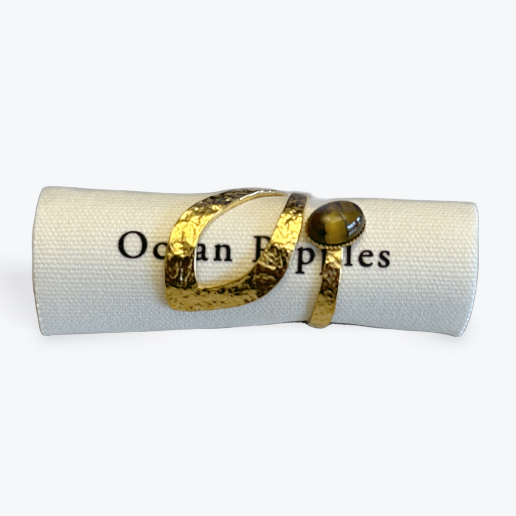18ct Gold Plated Tiger's Eye Wrap Ring
