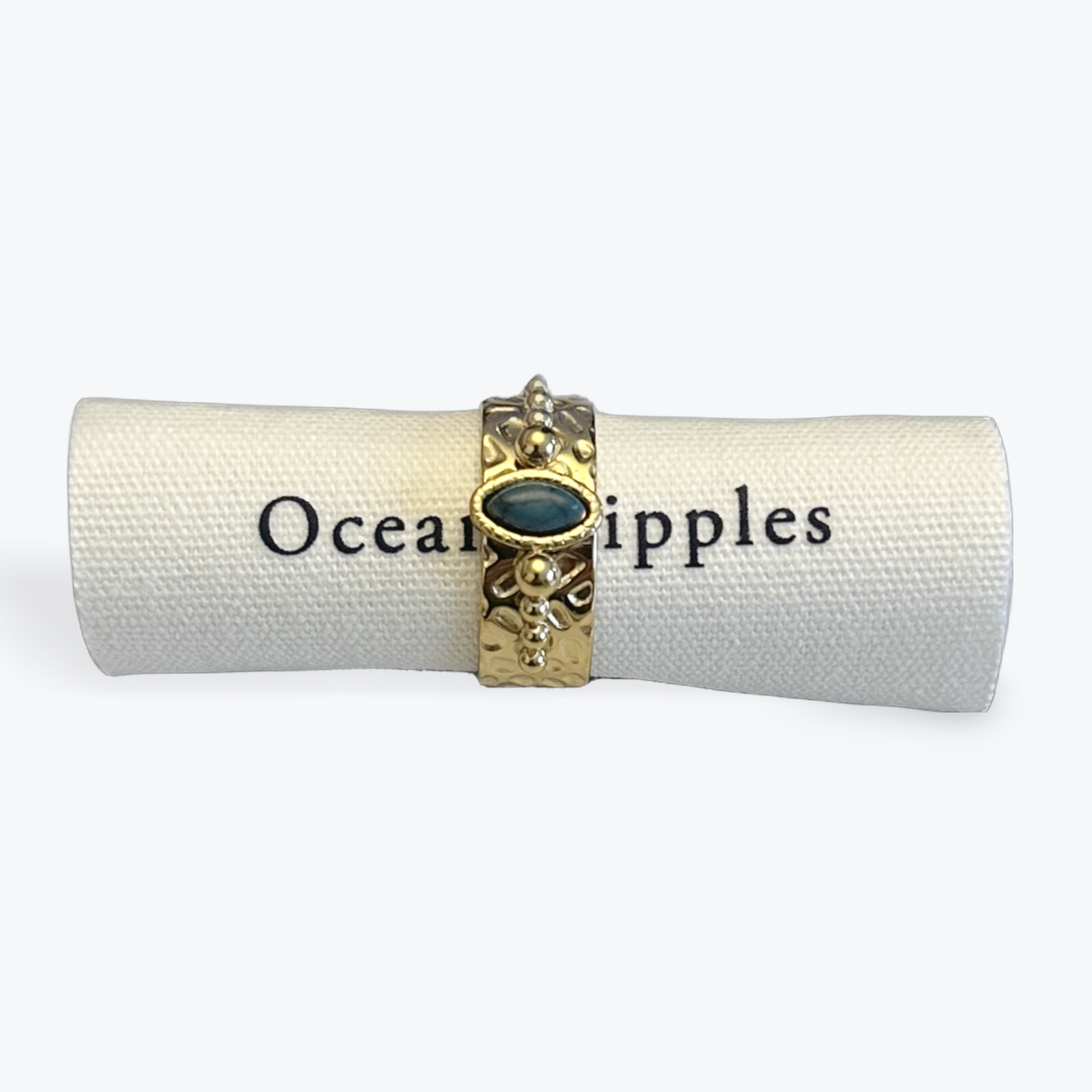 18ct Gold Plated African Turquoise Adjustable Ring