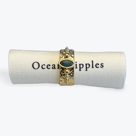 18ct Gold Plated African Turquoise Adjustable Ring