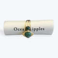 18ct Gold Plated African Jade Triple Stone Ring