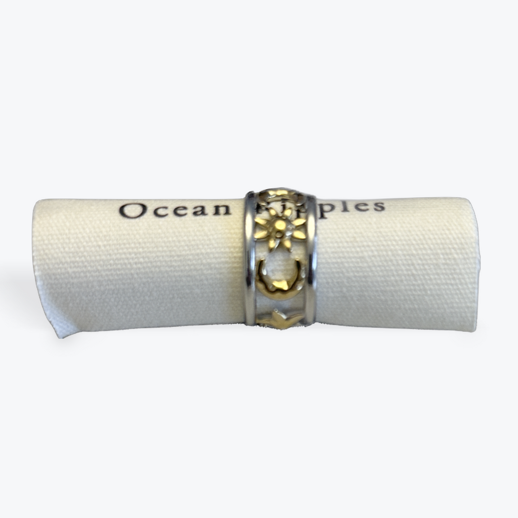 18ct Gold Plated Sun & Moon Ring - Available in Two Tone Gold and Silver