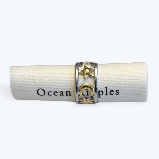 18ct Gold Plated Sun & Moon Ring - Available in Two Tone Gold and Silver