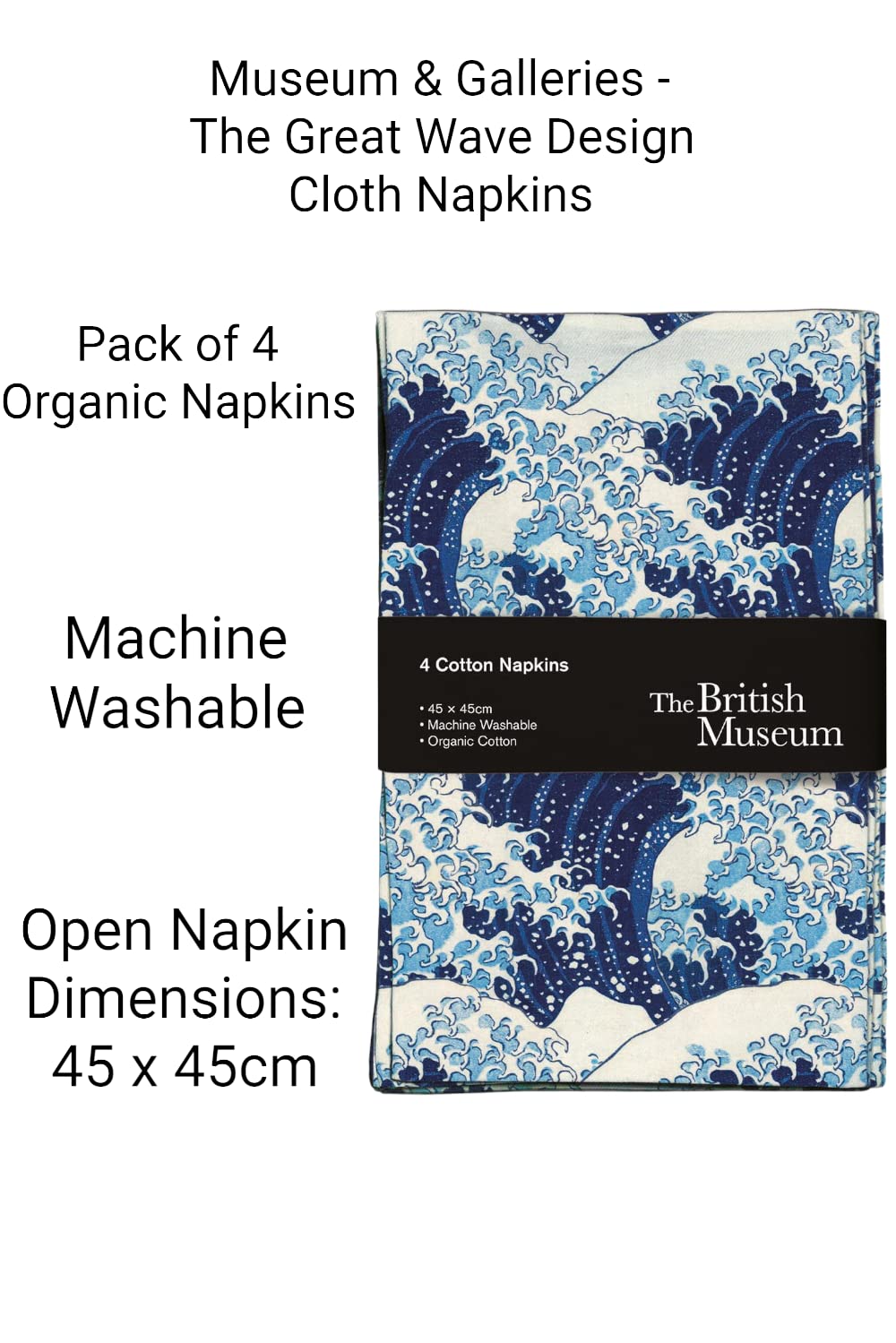 4 Cotton Napkins - the great wave