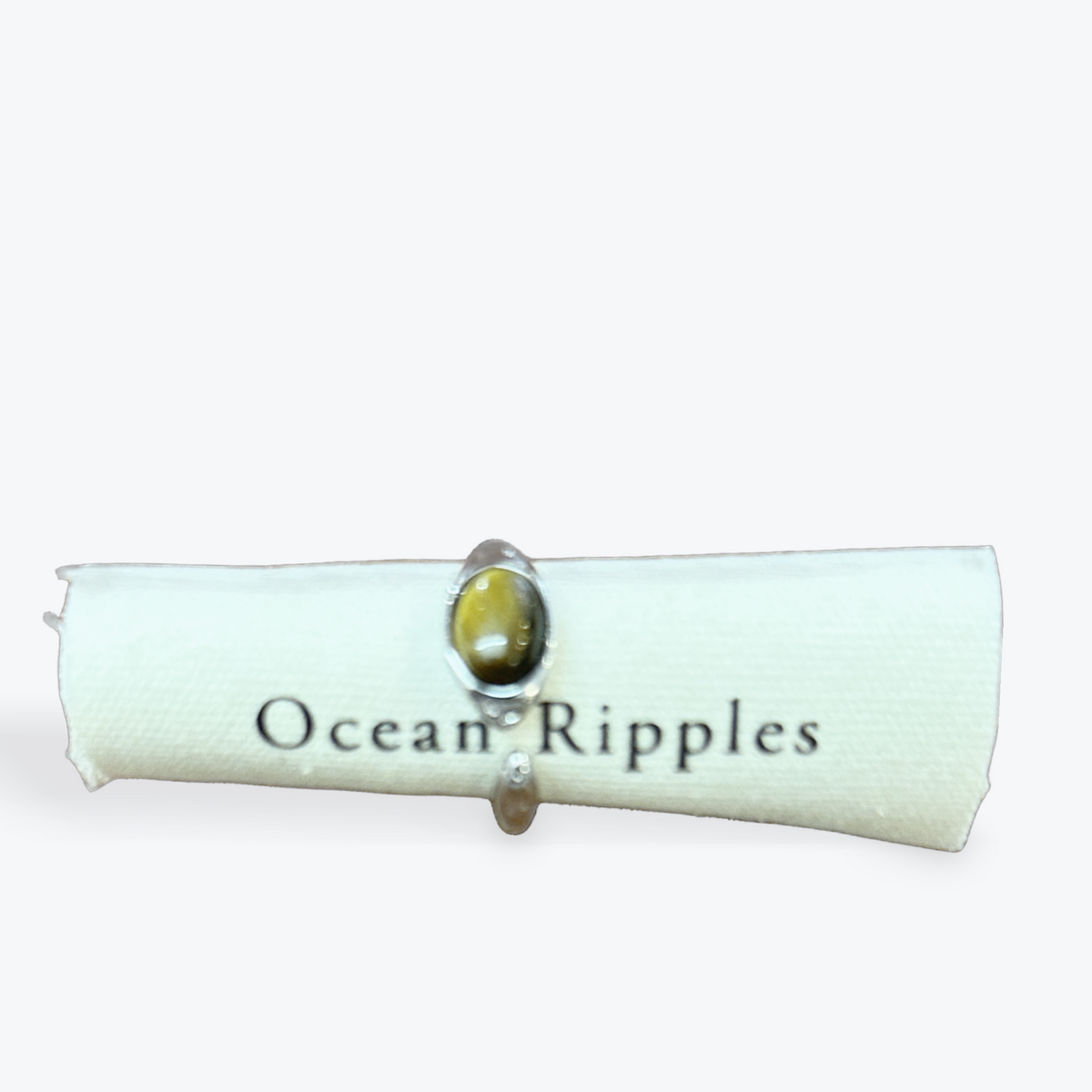 Platinum Plated Tiger's Eye Open Top Ring