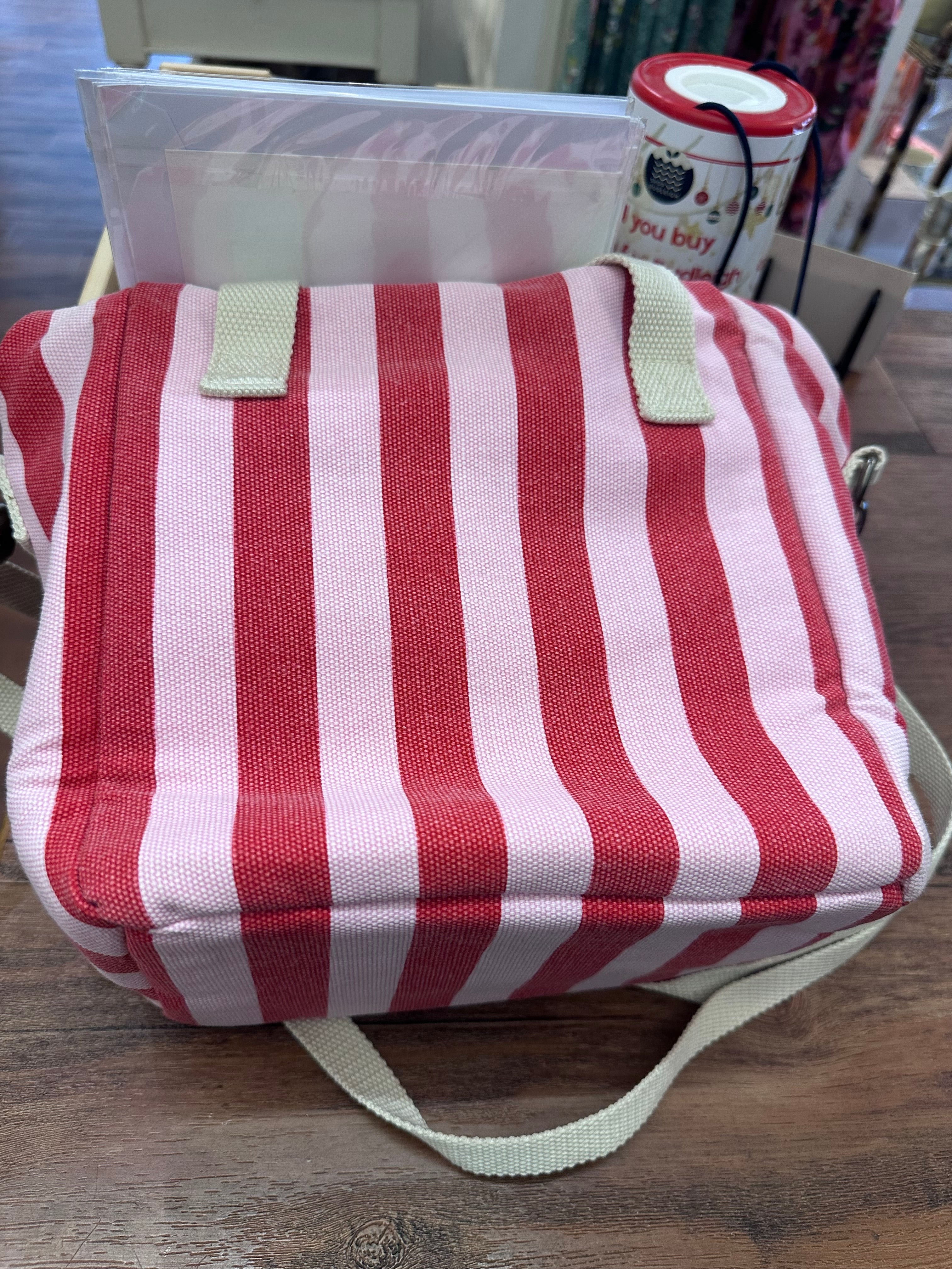 Roka Hampstead Lunch Bag in Strawberry Stripe Cotton Canvas