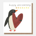 Penguin & Heart Anniversary Card For Husband