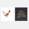 Painted Robin & Gold Tree Mixed Charity Christmas Cards Pack of 8