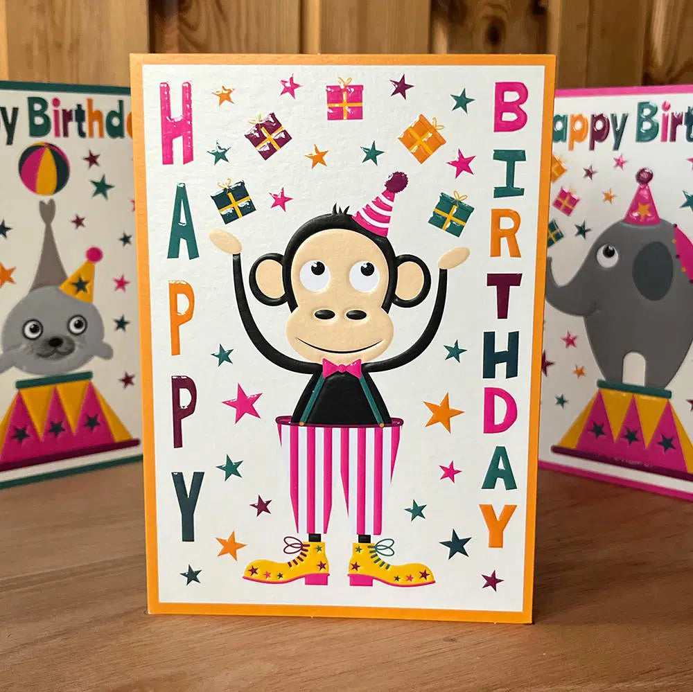 Juggling Monkey - Birthday Card