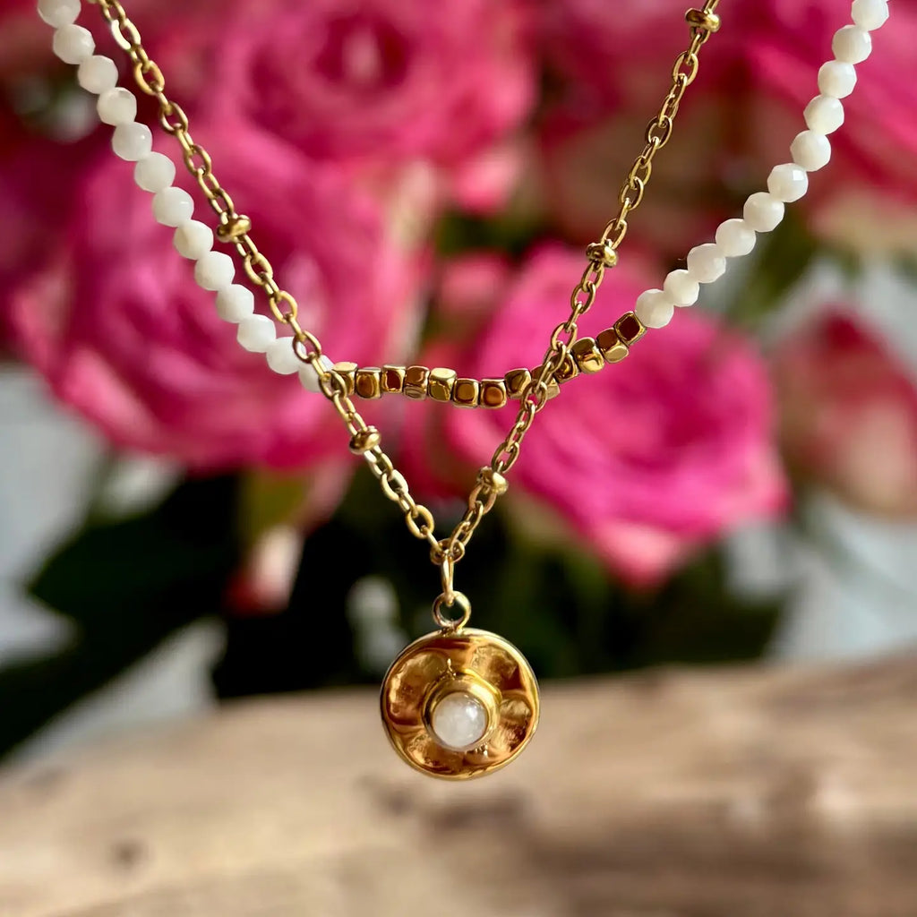 18ct Gold Plated Mother of Pearl Gold Disc Bracelet