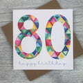 Age 80 Birthday Card - Illustrated Numbers
