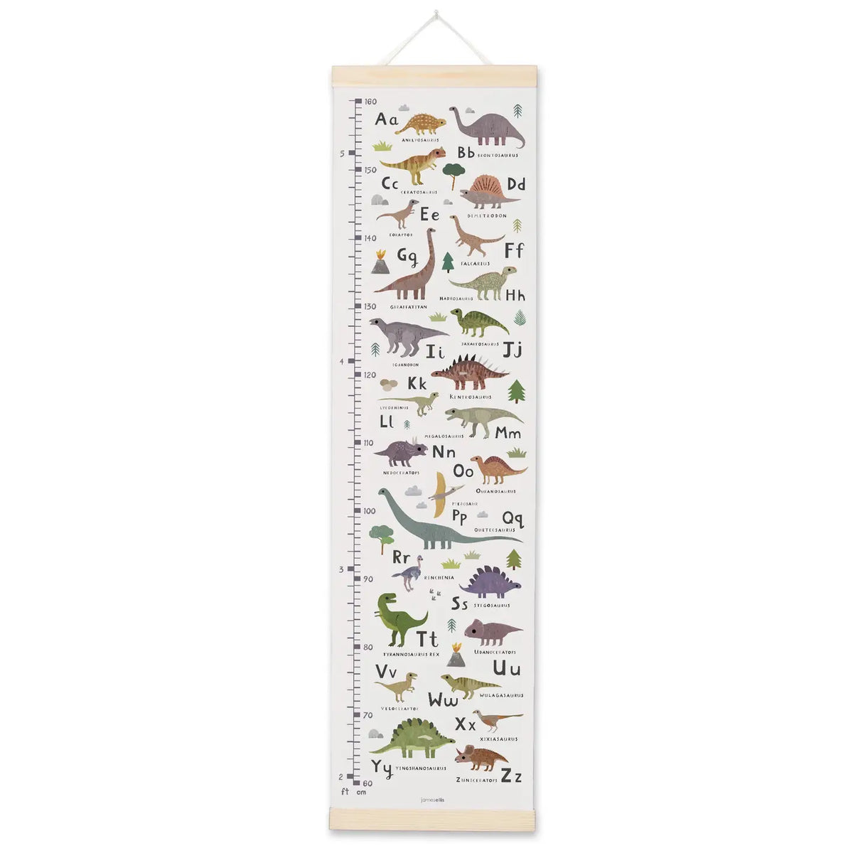Dinosaur Alphabet - Canvas and Wood Height Chart