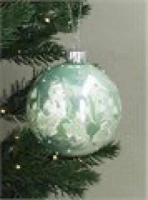 Bauble - Pearl Sage Green with Snowdrops & Ivy