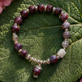 Ceramic Beads Bracelet with Charm - Burgundy