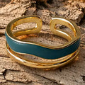 14ct Gold Plated Teal Ocean Wave Ring