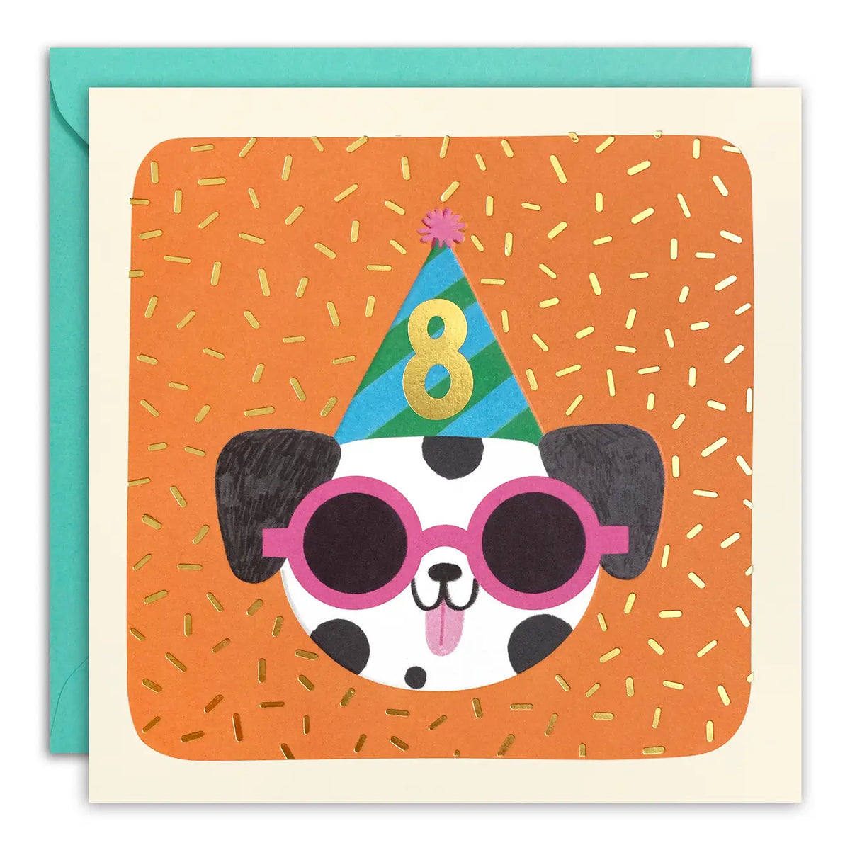 Age 8 Dog Birthday Card - Square Peg