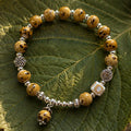 Ceramic Beads Bracelet with Charm - Caramel
