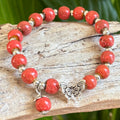 Ceramic Beads Bracelet with Butterfly Charm - Coral