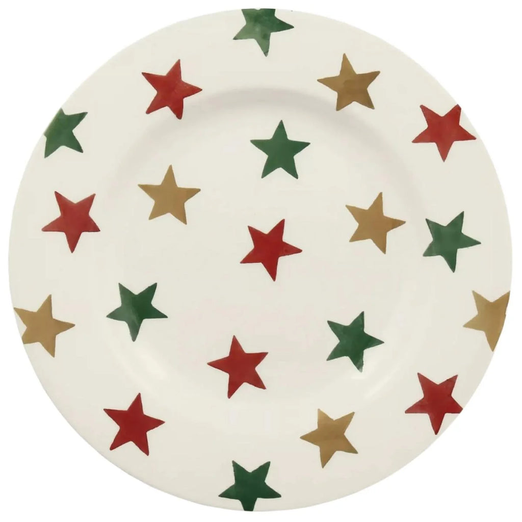 Emma Bridgewater Red Green & Gold Star Medium Dinner Plate 8.5 inch