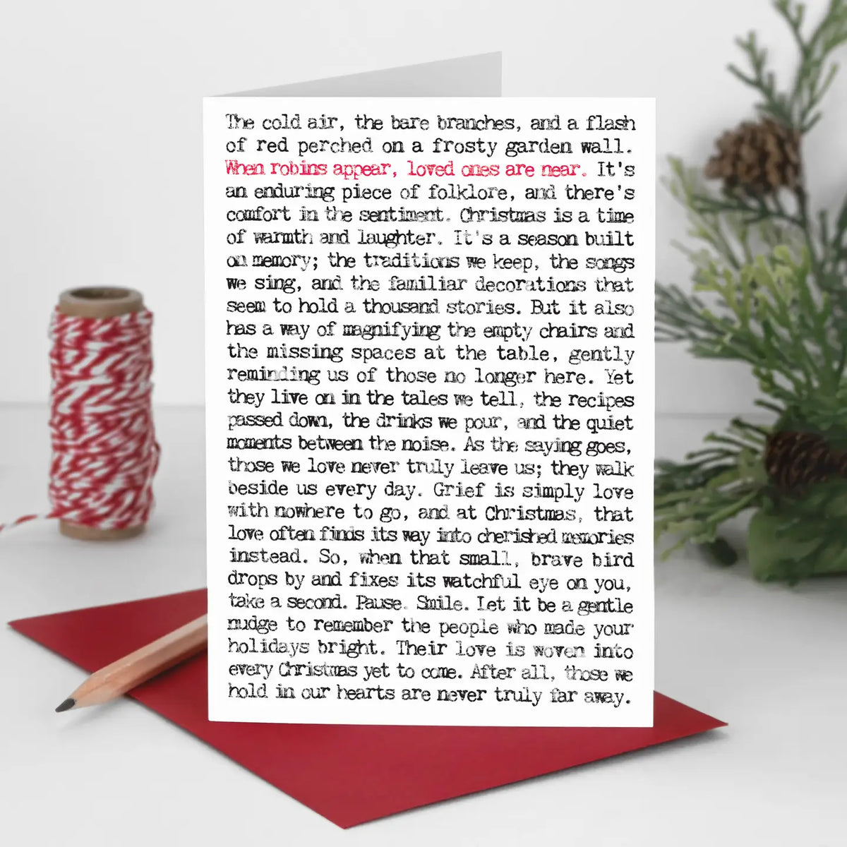 When Robins Appear Remembrance Christmas Card - Wordy Card