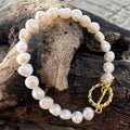 14ct Gold Plated Fresh Water Pearl T- Bar Bracelet
