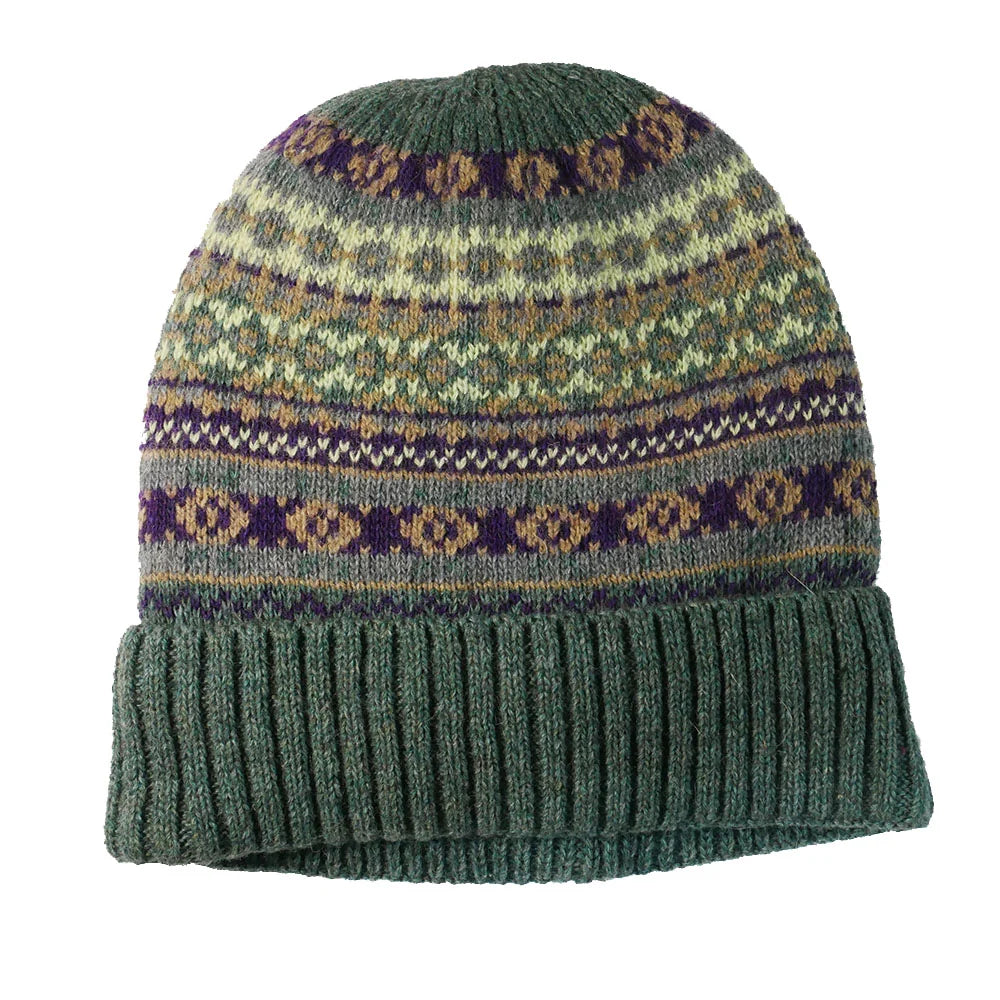 Sage Green Fleece Lined Fairisle Hat