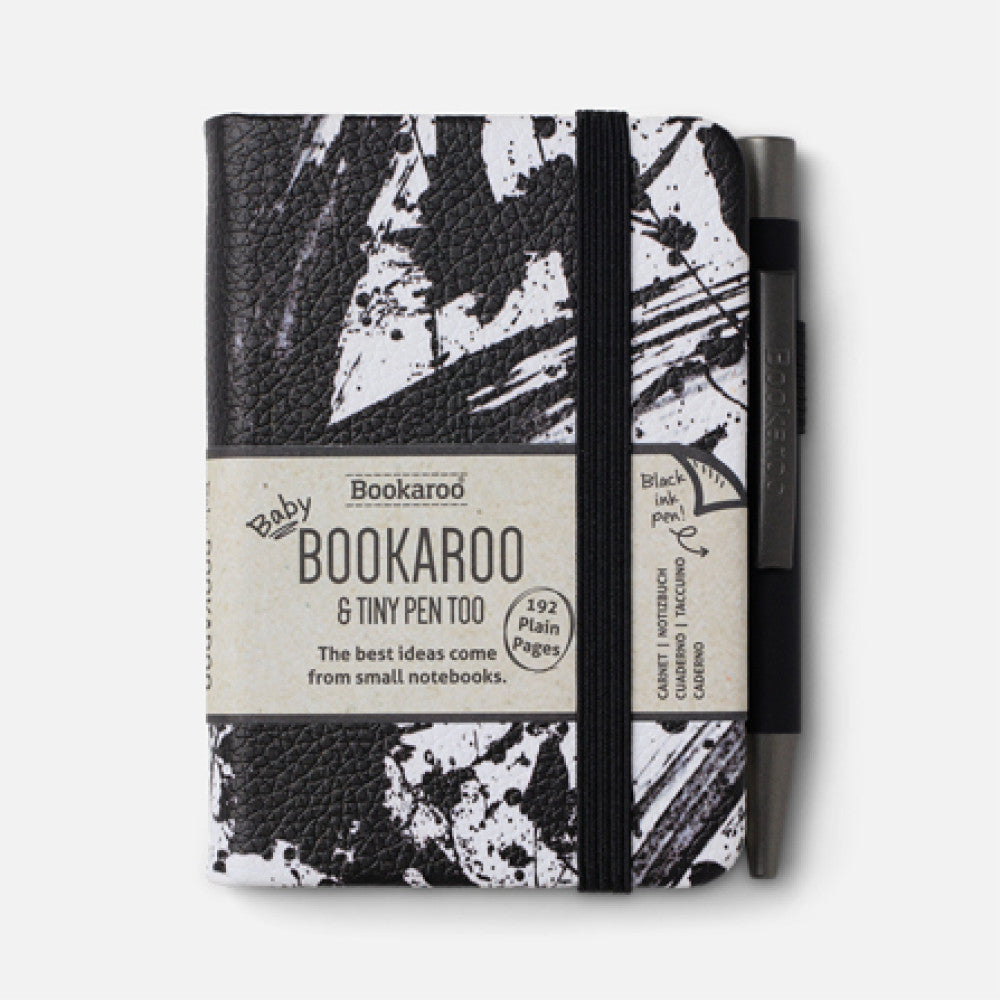 Bookaroo - A7 Baby Notebook & Pen - Black & White -  Splatter
