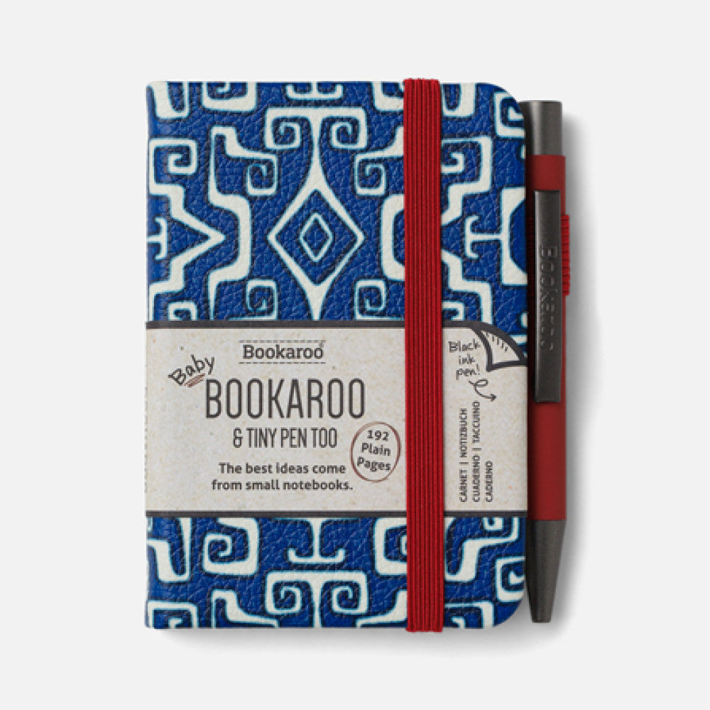 Bookaroo - A7 Baby Notebook & Pen - Navy & Dark Red -  Aztec
