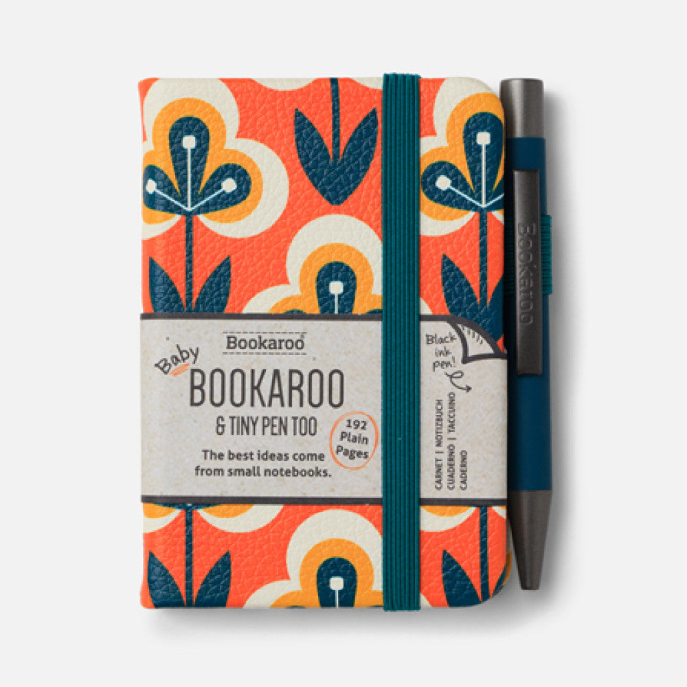 Bookaroo - A7 Baby Notebook & Pen - Teal & Orange -  Retro
