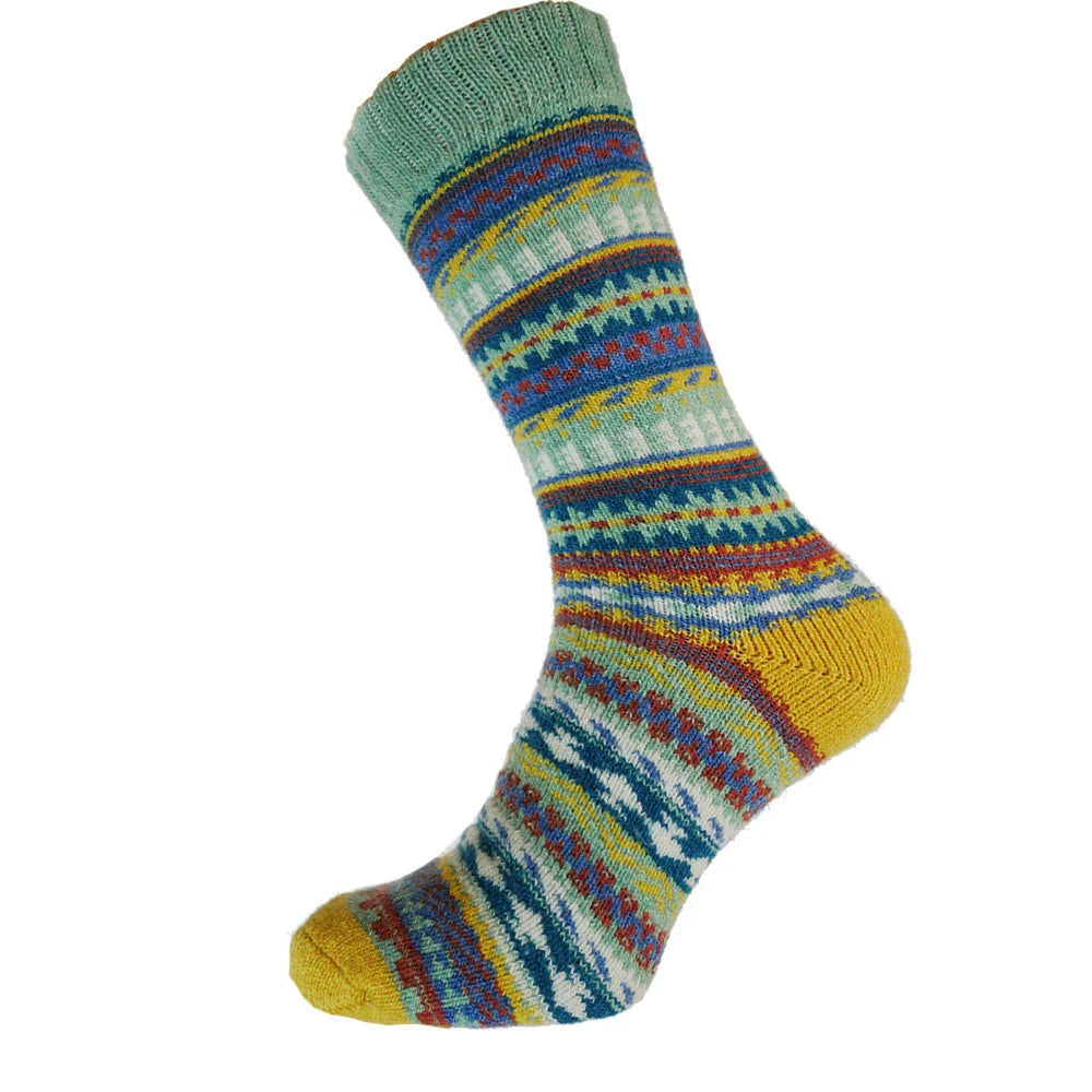 GemJar Blue, Green & Yellow Nordic Socks - UK 7-11
