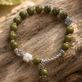 Ceramic Beads Bracelet with Charm - Olive Green