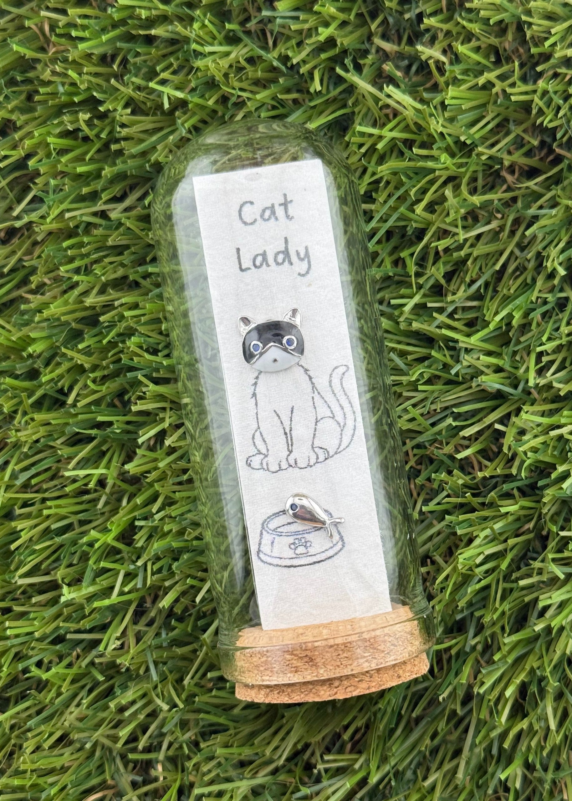 Cat Lady (Fish & Cat) - Earrings on seed paper