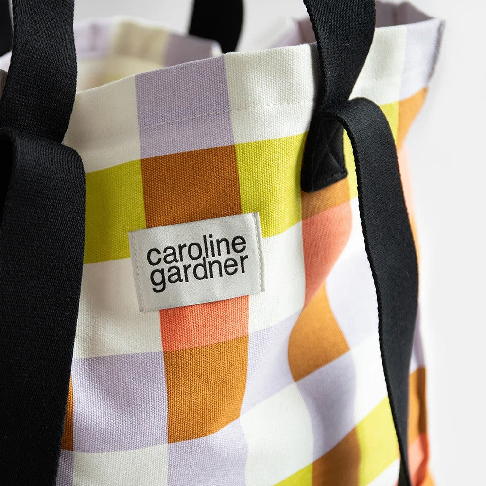 Multi Check Double Handle Large Tote Bag
