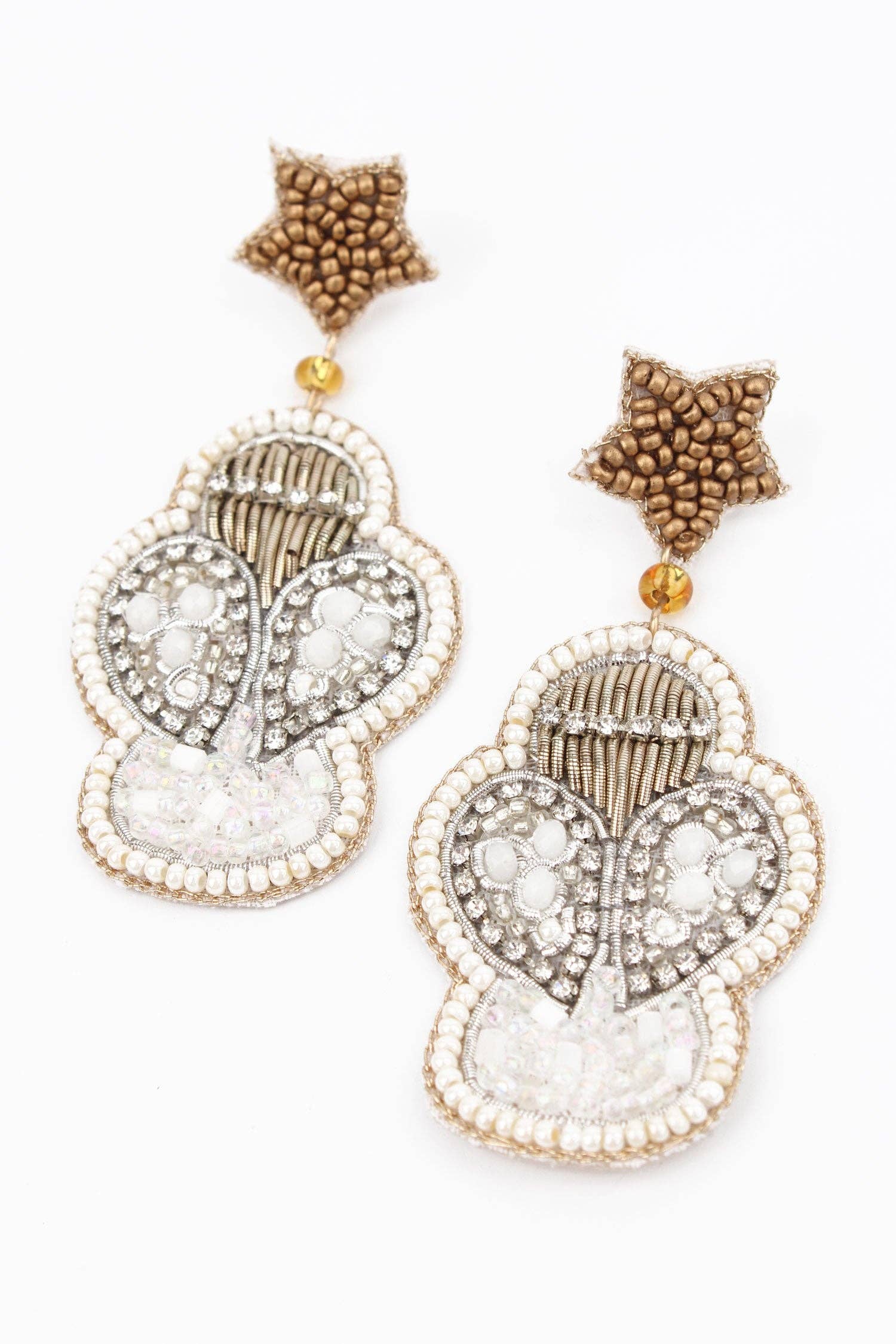 Silver and Pearl Angle Earrings