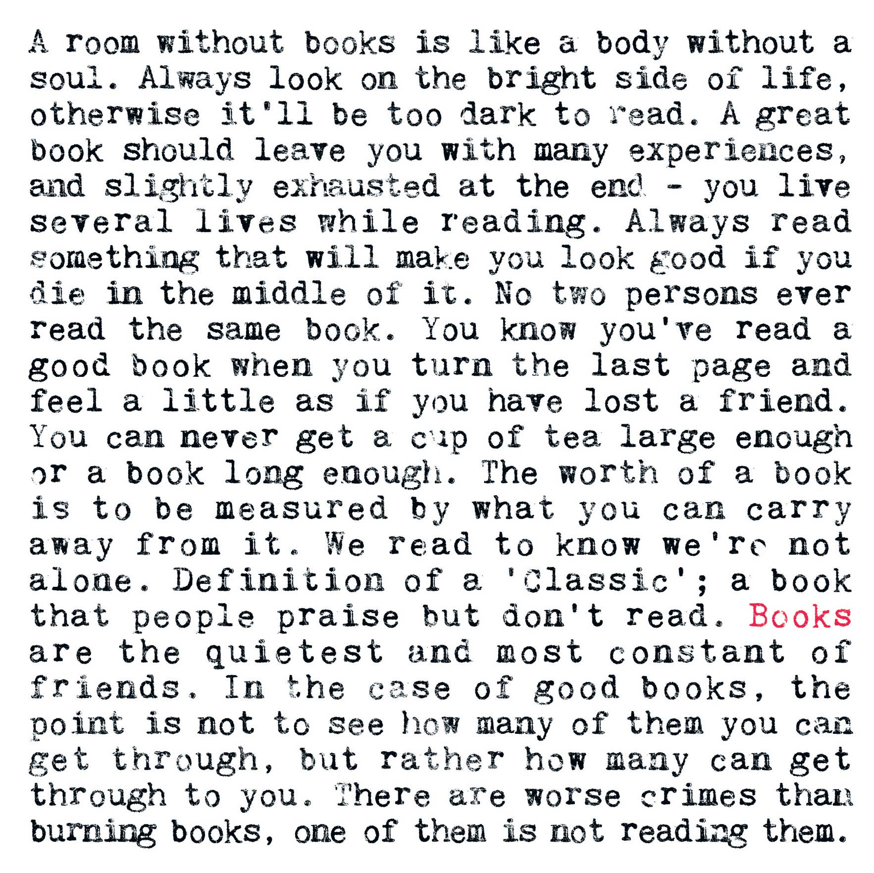 Books Card For Book Lovers With Bookish Quotes