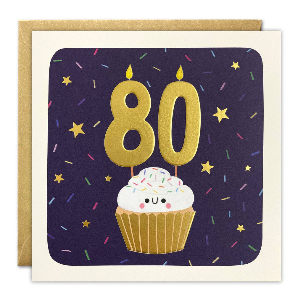 Age 80 Cupcake Birthday Card - Square Peg