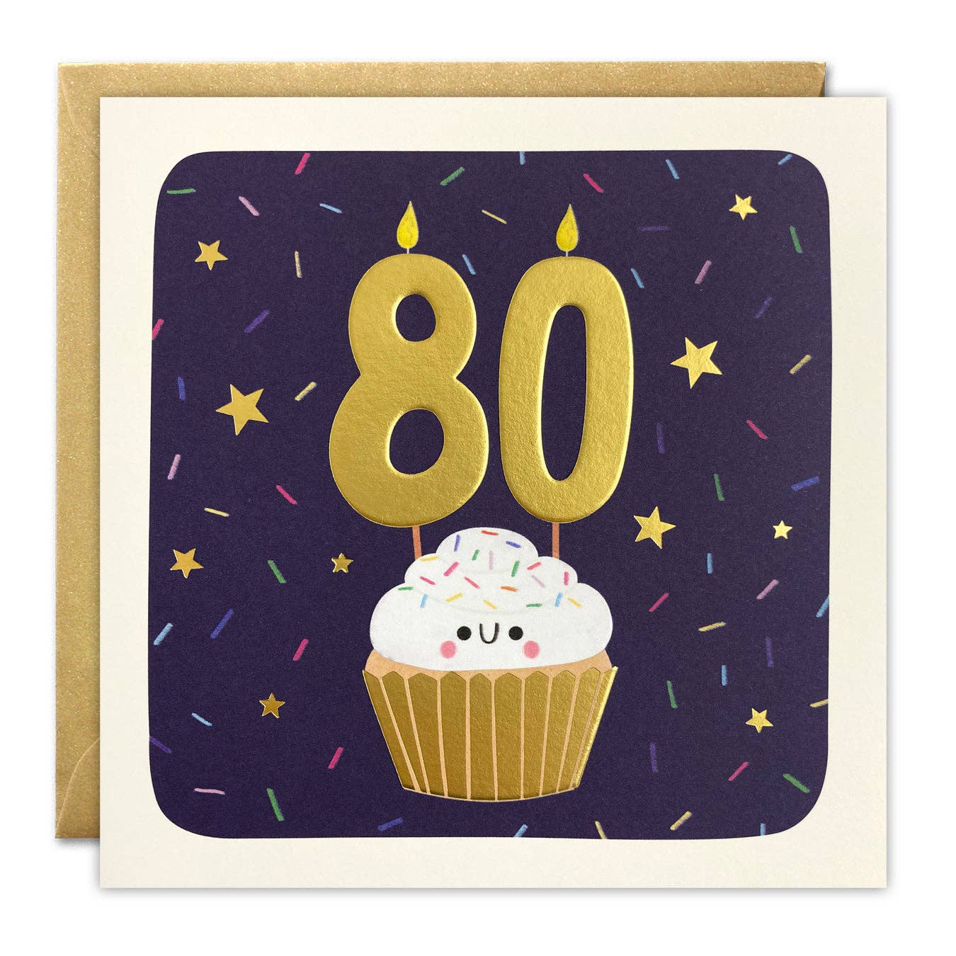 Age 80 Cupcake Birthday Card - Square Peg
