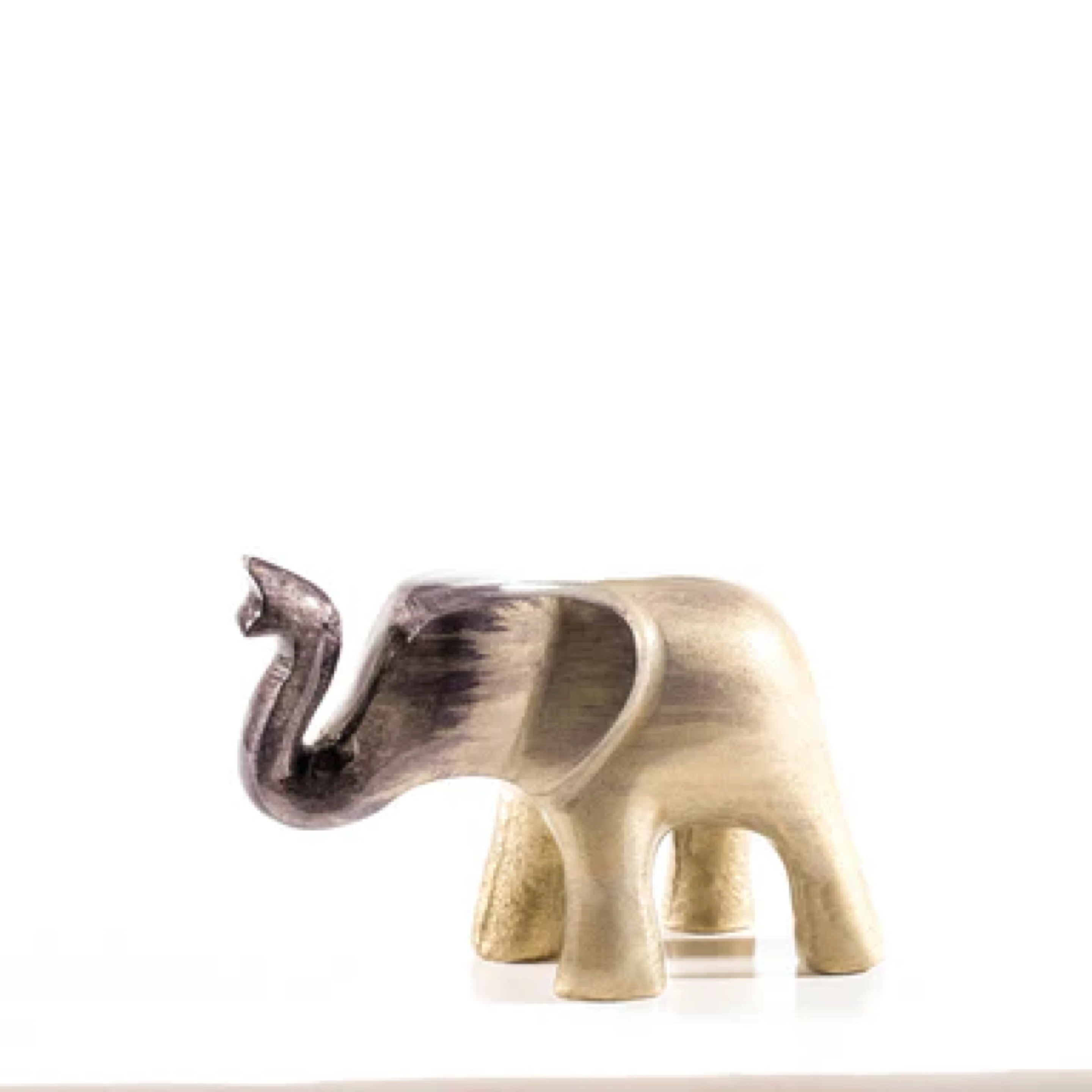 Brushed Silver Elephant Trunk Up Medium 9 cm
