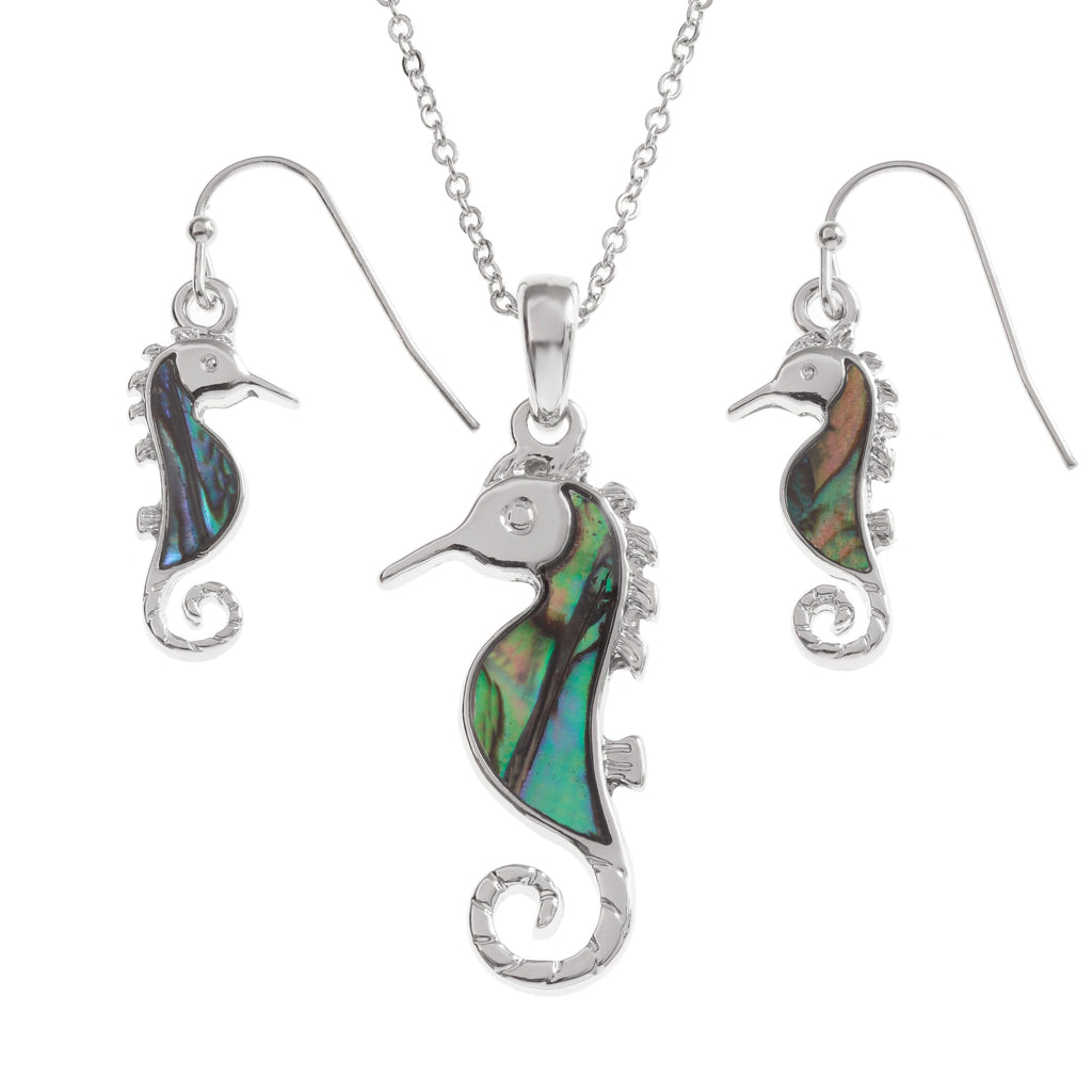 Paua Seahorse Jewellery Set - Necklace and Earrings