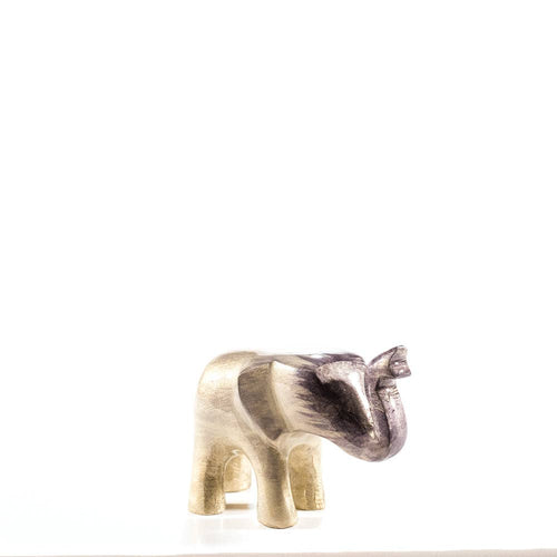 Brushed Silver Elephant Trunk Up Medium 9 cm