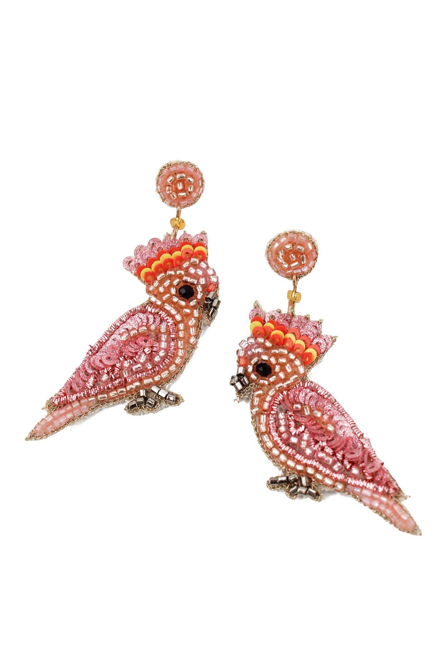 COCKATOO BIRD BEADED EARRINGS