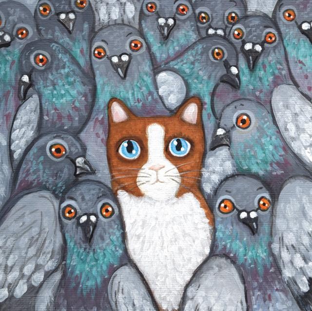 Cat Amongst The Pigeons -  Greeting. Card