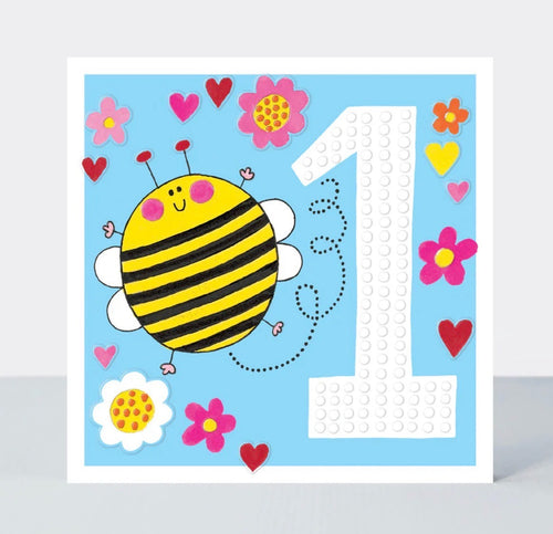 Age 1 Bee Birthday Card