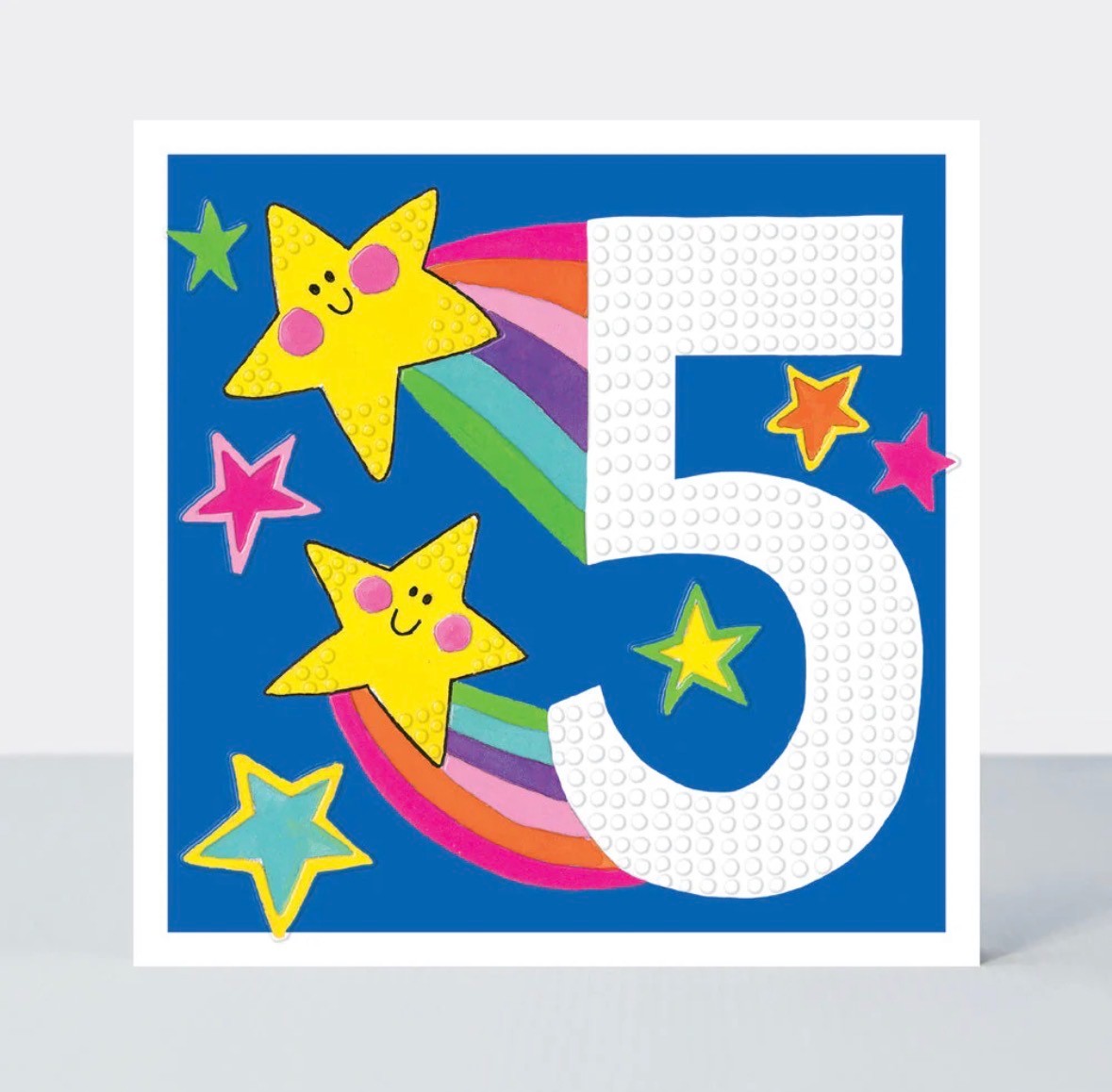Age 5 Stars and Rainbows Birthday Card