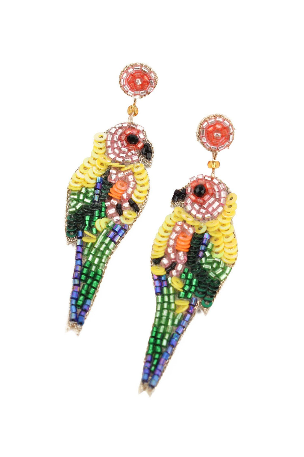 TROPICAL PARROT BIRD BEADED EARRINGS